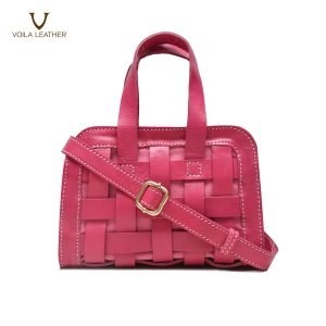 Ethnic Handmade Authentic Leather Bag Voila Gyana Pink Fuschia 1