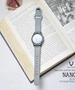 Voila Nano Genuine Leather Unisex Strap for Smart Watch 20 mm Grey