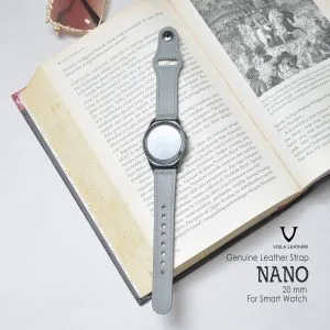 Voila Nano Genuine Leather Unisex Strap for Smart Watch 20 mm Grey