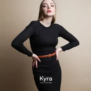 Women's Genuine Leather Belt Voila Kyra Havana