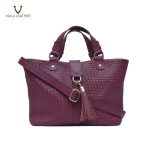 Tas Anyam Kulit Voila Bellisima Maroon Medium 1