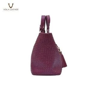 Tas Anyam Kulit Voila Bellisima Maroon Medium 3