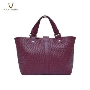 Tas Anyam Kulit Voila Bellisima Maroon Medium 4