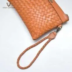 Etnik Handmade Anyam Kulit Asli Pouch Voila Cadhna Havana 3