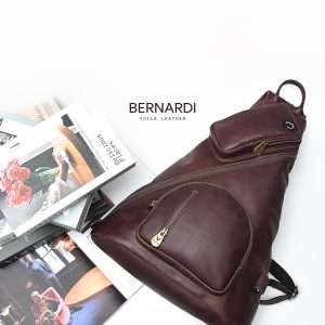 Crazy Horse Genuine Leather Backpack & Sling Bag Voila Bernardi Burgundy