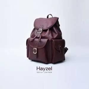 Genuine Leather Backpack Voila Hayzel Burgundy