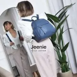 Genuine Leather Medium Women's Backpack Voila Jeenie Blue