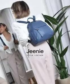 Genuine Leather Medium Women's Backpack Voila Jeenie Blue