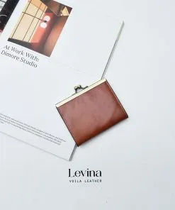 Vintage Style Genuine Leather Women Wallet Voila Levina Brown