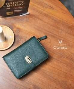 2 Fold Genuine Leather Women's Wallet Voila Hijau Botol