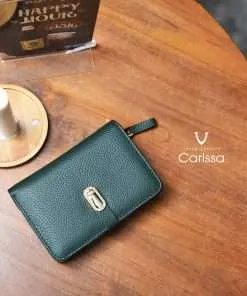 2 Fold Genuine Leather Women's Wallet Voila Hijau Botol