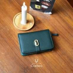 2 Fold Genuine Leather Women's Wallet Voila Hijau Botol