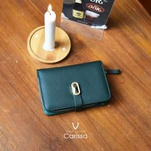 2 Fold Genuine Leather Women's Wallet Voila Hijau Botol