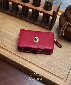 2 Fold Genuine Leather Women's Wallet Voila Merah Maroon