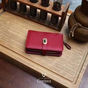 2 Fold Genuine Leather Women's Wallet Voila Merah Maroon