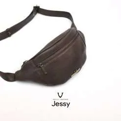 Genuine Leather Unisex Waistbag Voila Jessy Brown