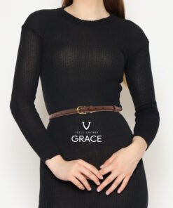 Women's Genuine Leather Belt Voila Grace Brown