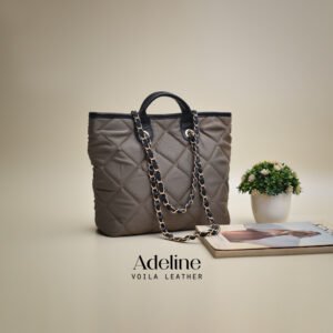 Medium Tote Selempang Premium Nylon Kombinasi Kulit Voila Adeline Mocca